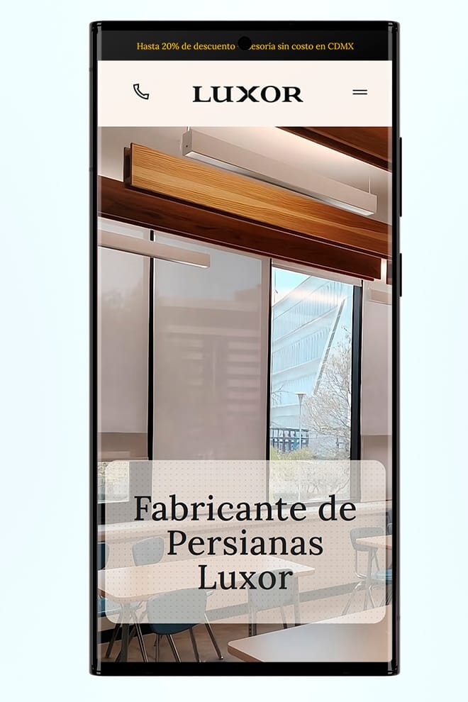 diseño web persianas luxor cdmx
